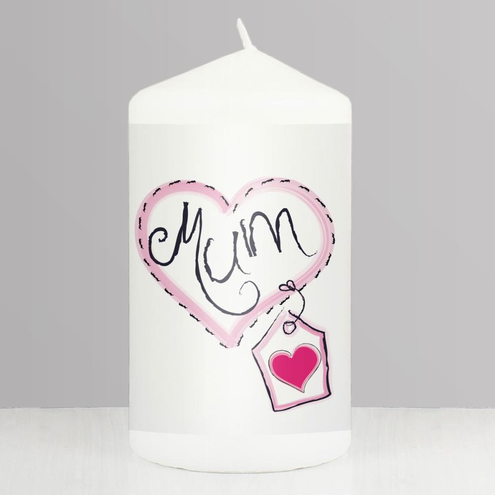 Mum Heart Stitch Pillar Candle Extra Image 1